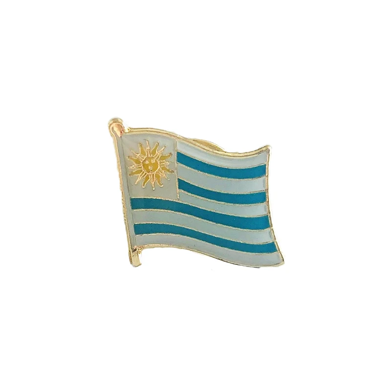 Uruguay National Flag Lapel Pins Crystal Epoxy Metal Enamel Badge Paint Brooch Souvenir Suit  Personality  Commemorative Gifts