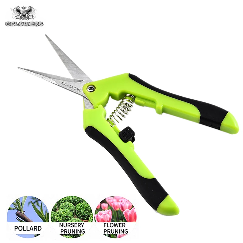 Stainless steel garden pruning shears fruit harvesting scissors home pots trim branches weed small scissors gardening tools