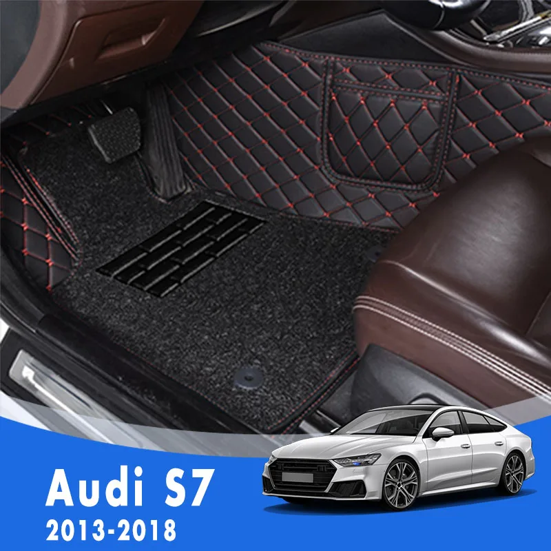 

Custom Car Floor Mats For Audi S7 2018 2017 2016 2015 2014 2013 Luxury Double Layer Wire Loop Pedal Carpets Car Interior Rugs