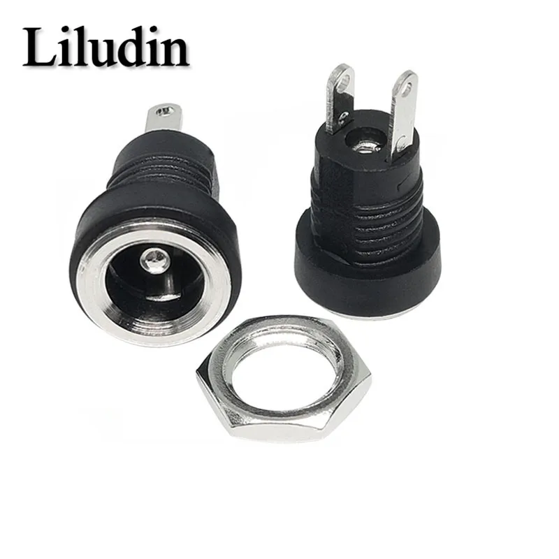 10Pcs 5A 30V For DC Power Supply Jack Socket Female Panel Mount Connector 5.5mm 2.1mm Plug Adapter 2 Terminal Types 5.5x2.1 5