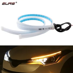 1 pçs carro led drl daytime running tira de luz impermeável 30cm 45cm 60cm flexível macio tubo guia farol led luzes tira