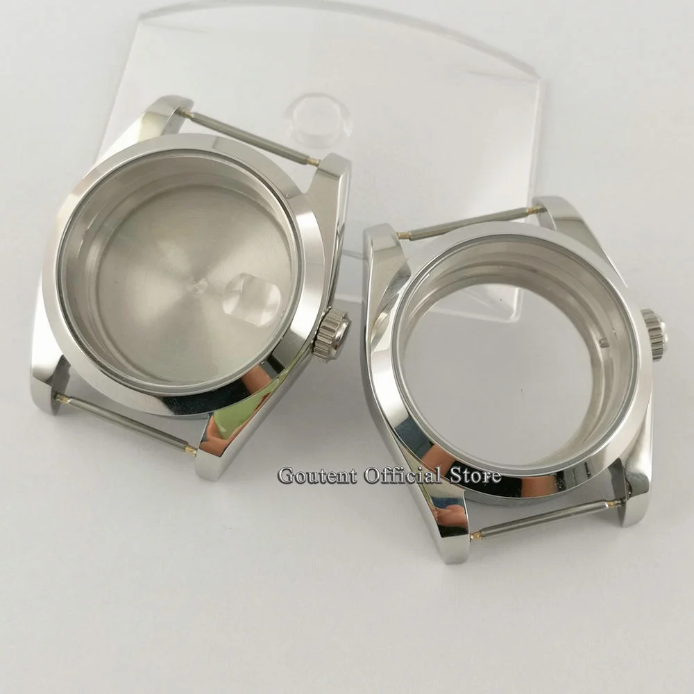 Goutent 36mm 39mm Sterile Silver Watch Case Sapphire Fit NH35 NH36 DG2813 3804 Miyota8205/8215/821A ETA2836 2824 PT5000 Movement