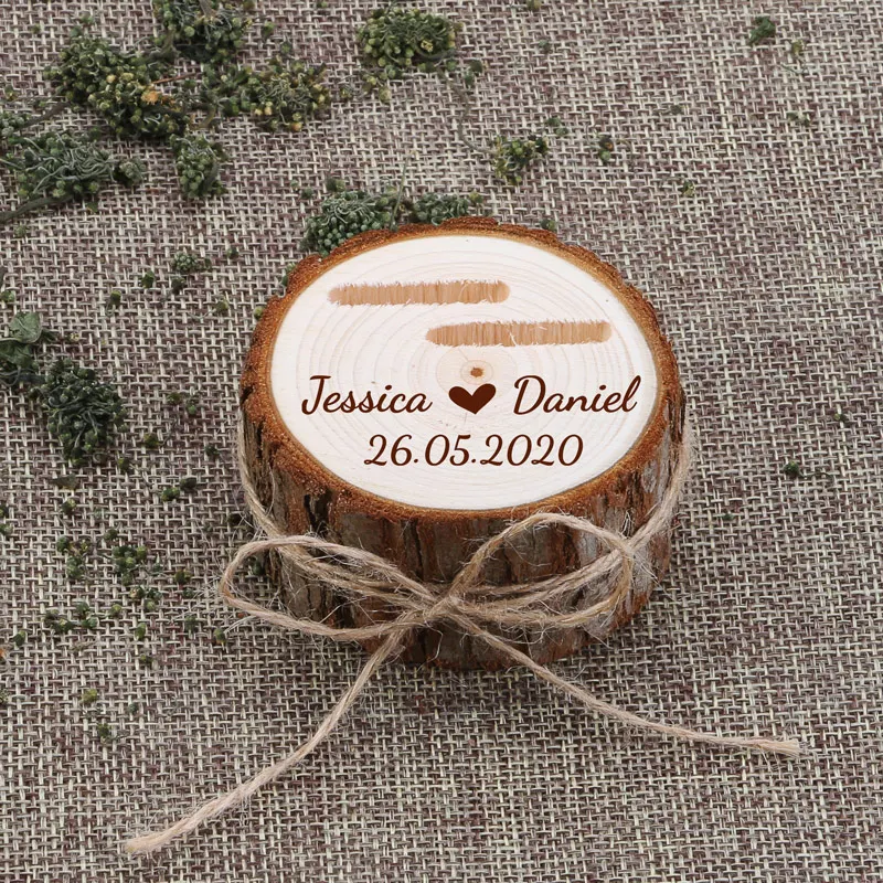 Personalized Wedding Ring Bearer Box Rustic Wedding Ring Box Wood Ring Holder Custom Names & Date Proposal Box Engagement Box