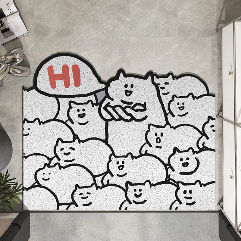 

Cute Hello Silk Loop PVC Doormat Customize Home Silk Pads Arbitrary Cropping Anti-Slip Into The Door Hall Carpet Entrance Rugs