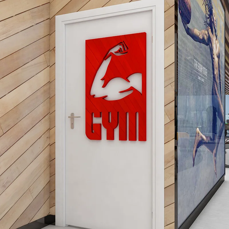 WS195 Creative gym gym text self adhesive paper Sports Hall Fitness Club glass door 3D wall sticker decoration