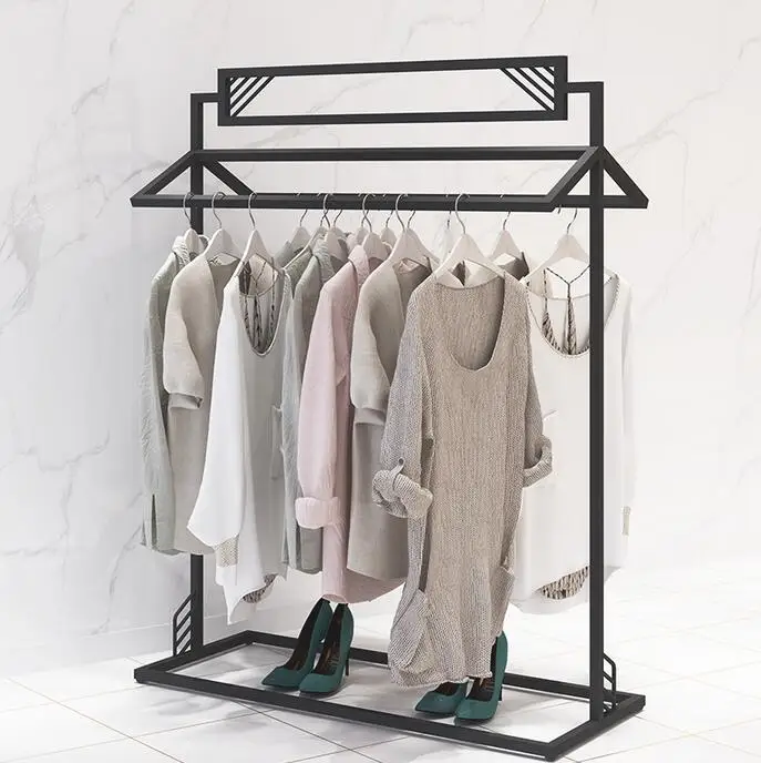 Clothing store display rack Nakajima double-row shelves parallel bars selling clothes shelves double hanging display racks