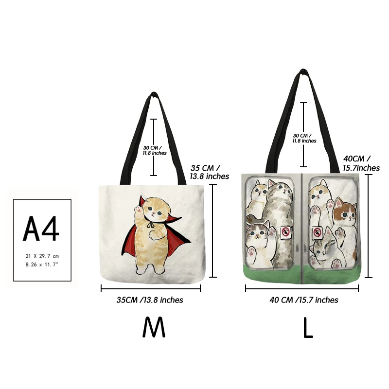 Cute Society Cat Women Tote Handbag Ladies Leisure Shoulder Bag  Harajuku Graphic Print Handle Shopper Bags for Shopping Large