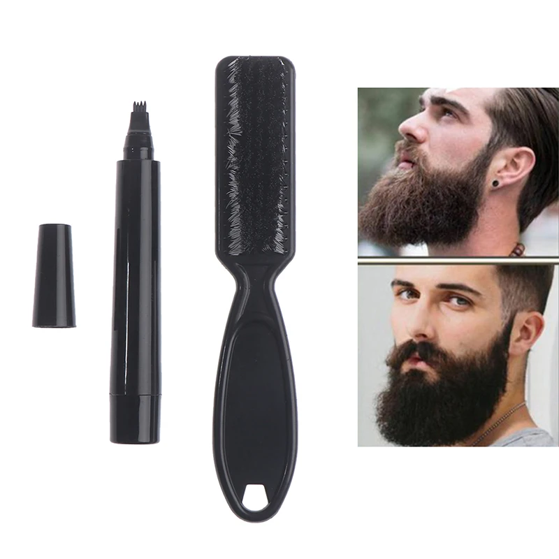 Stylo de remplissage de barbe pour hommes, crayon et brosse rehausseur de barbe, imperméable, outil de coloration et de mise en forme de la Moustache, vente en gros, 2021