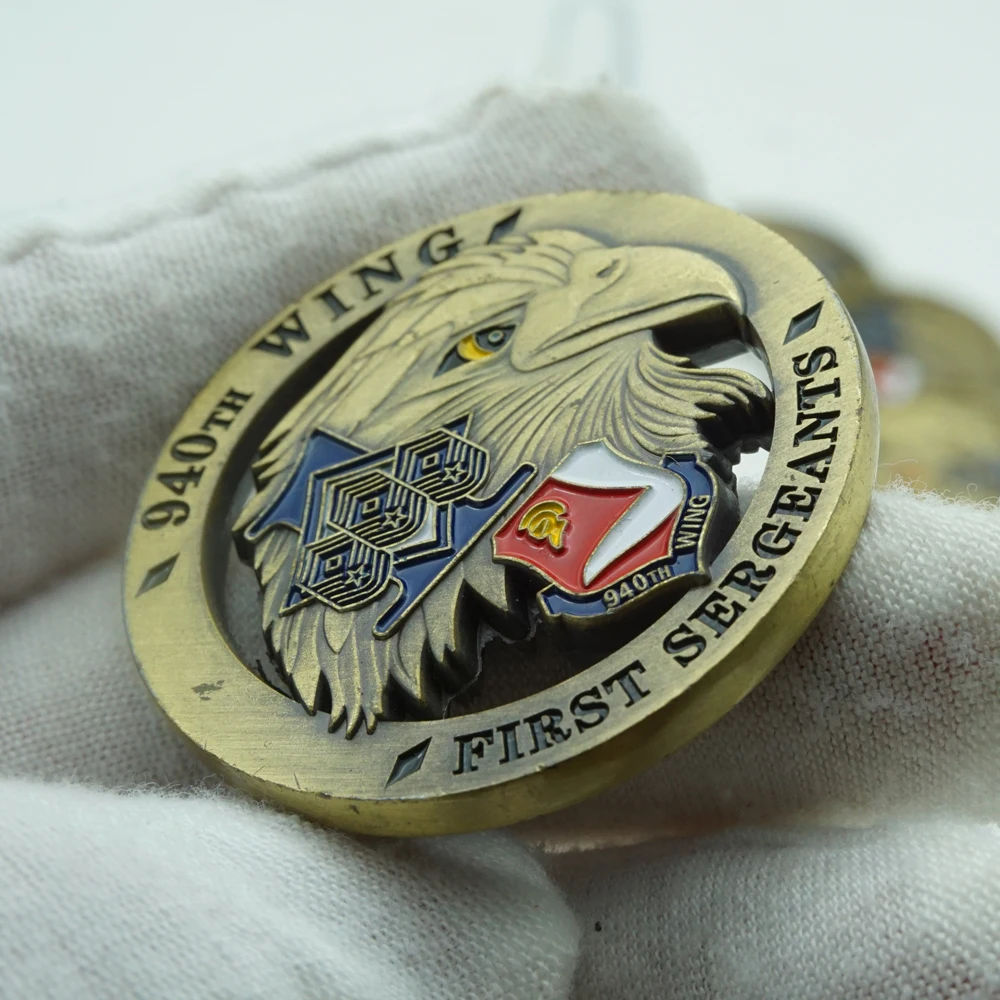 USA Military Army Challenge Coins Two-Sided Eagle Bronze Plated Souvenir Coin U.S. Air Force 940th First Sergeants Commemorative