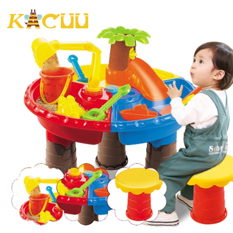 1Set Children Beach Water Table Sand Play Toys Set Baby Sandpit Dredging Tools Beach Table Play Sandbox For Children Kids Gift