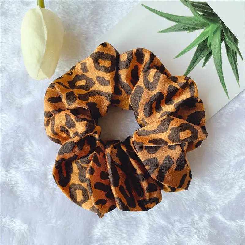 Ruoshui Leopard Printed Hair Ties For Woman Hair Accessories Girls Scrunchies Elastic Hair Rope Band Ladies Ponytail Holders