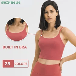 SHINBENE ESSENTIAL Push Up wyściełana siłownia krótkie bluzki damskie zwykły miękkiej nylonowej jogi treningowe biustonosze sportowe z wymienne wkładki