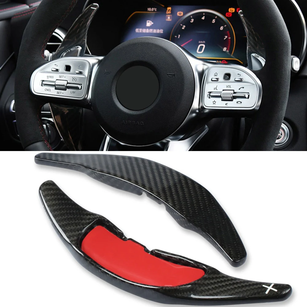 For MB AMG A35 A45S CLA45 C43 E53 G63 GLC63 GLE63 SL63 GT Car Steering Wheel Shift Paddle Extend Shifter DSG Sticker Accessories