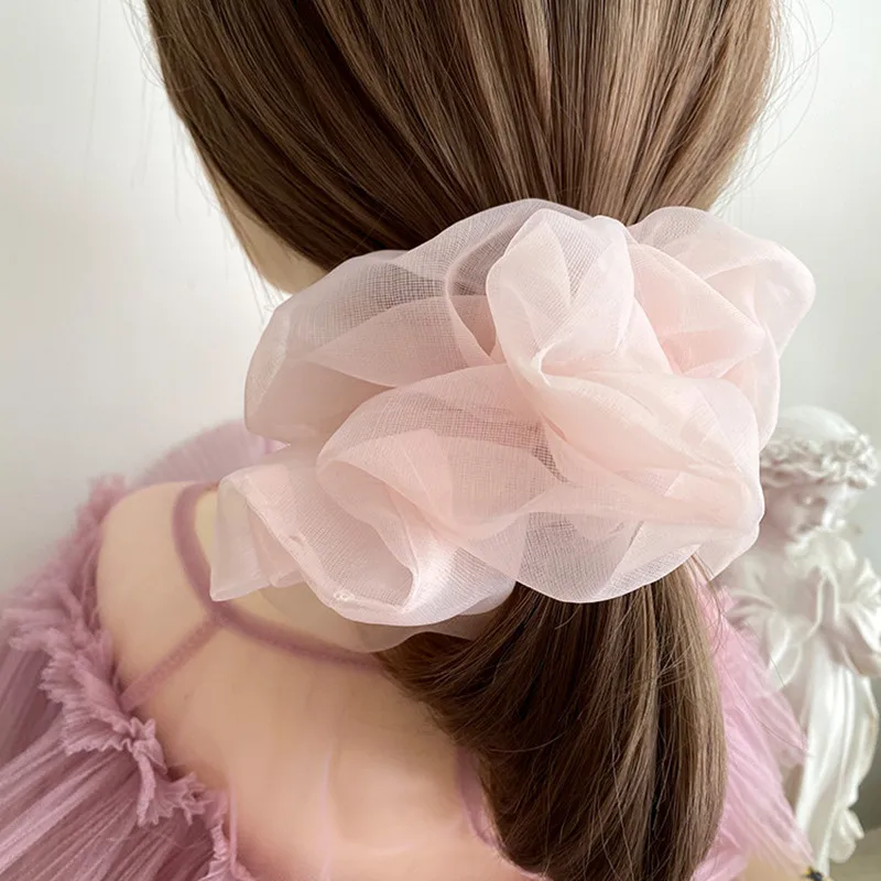 For Woman Oversized Lace Hair Scrunchie Solid Color Elastic Hair Ropes Hair Ties Hair Band Elegant Hair Accessories