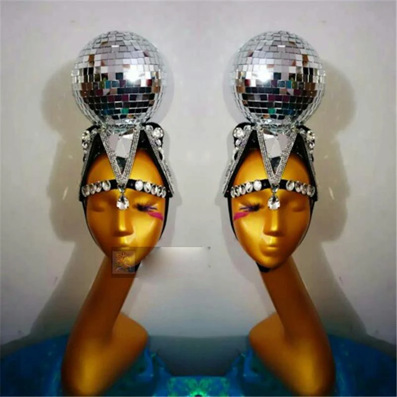 Female Singer Dance Nightclub Bar  Show Team Party Exaggerated Ball Super Bright Lens Headwear Cosplay headdress