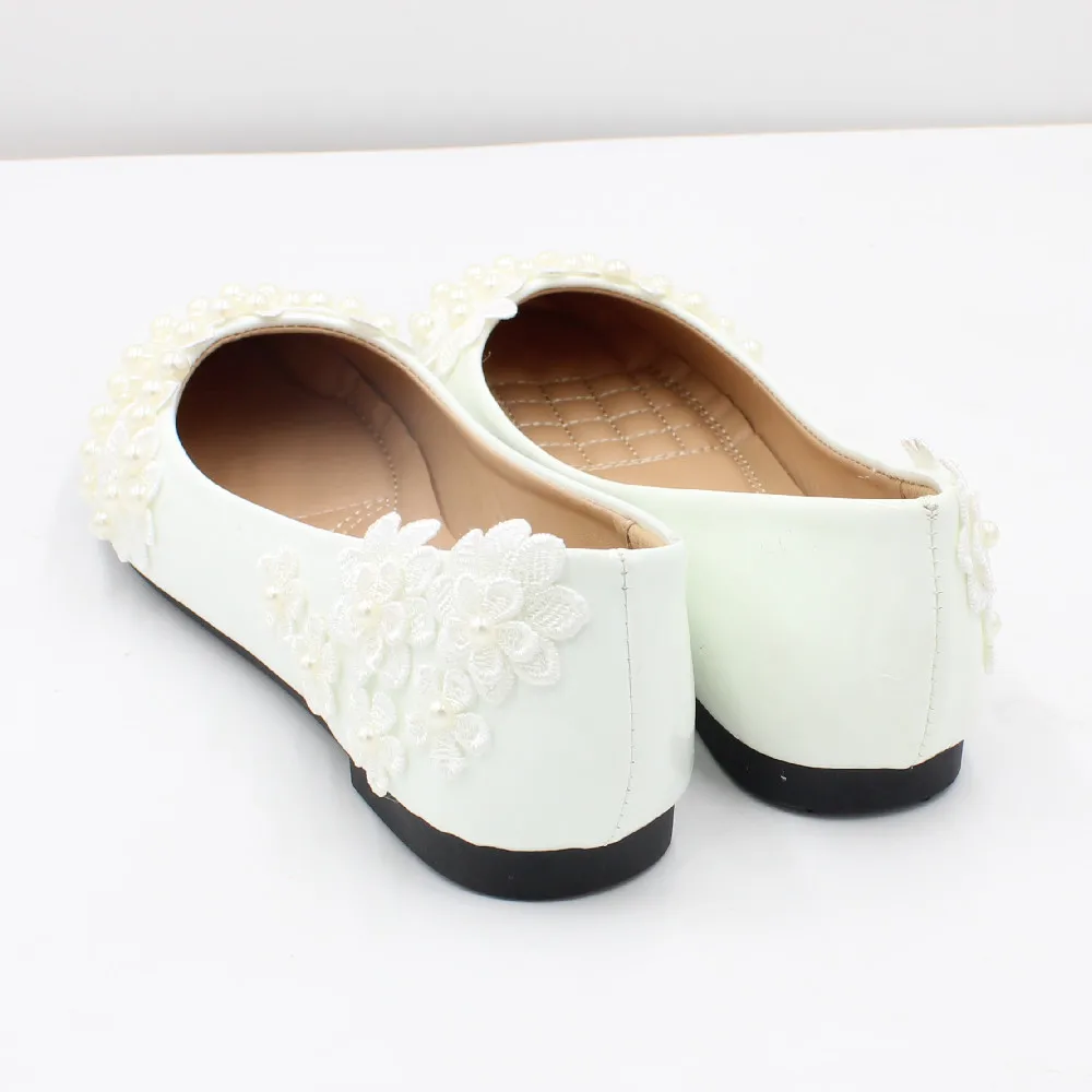 2022 New white flat wedding shoes large size spring bridal shoes soft soles bridesmaid shoes lace decoration made in ChinaBH2114