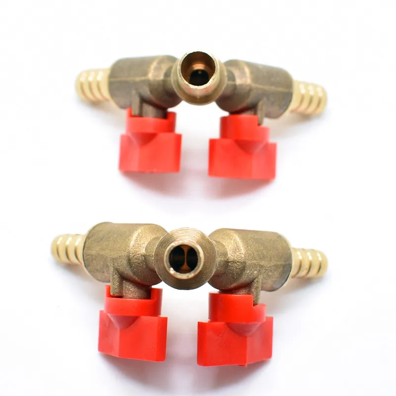 Three-way pagoda head ball valve Y type 8/10/12mm Green head pointed mouth valve natural gas gas pipe switch accessories