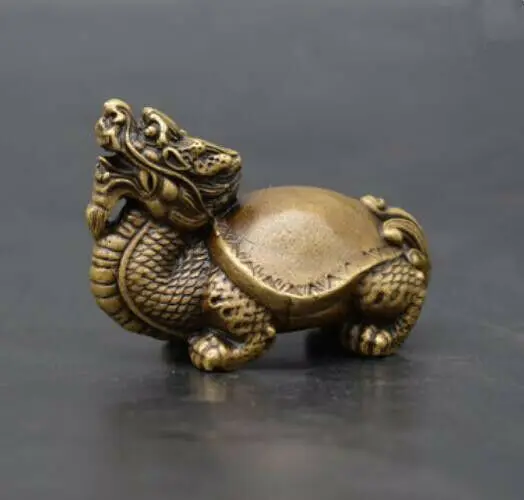 Chinese Pure Brass Dragon Turtle Standbeeld