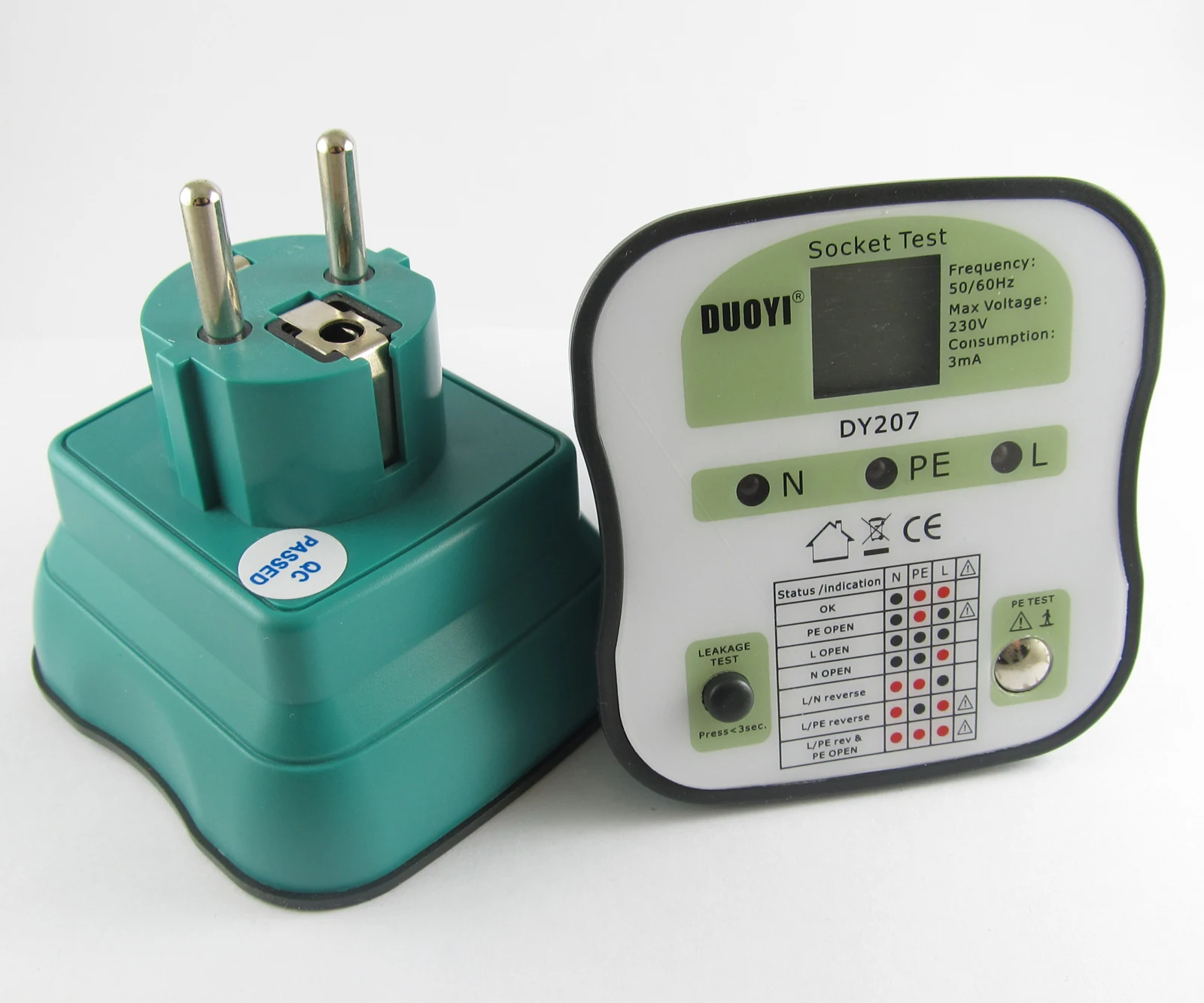 

1pc DUOYI DY207 Electrical Socket Tester RCD Plug ( EU ) Europe Version