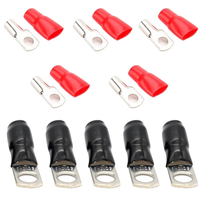 1Set / 10Pcs Car Audio Power Ground Wire Ring M8 Terminals 6 AWG Wire gauge Connector Adapter Auto Car Replacement Accessories