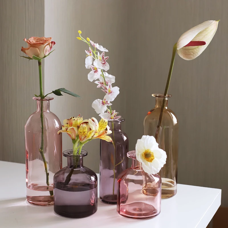 Nordic glass vase, decoration home hydroponic terrarium, Transparent florero desktop vases, flowers room decor jarrones