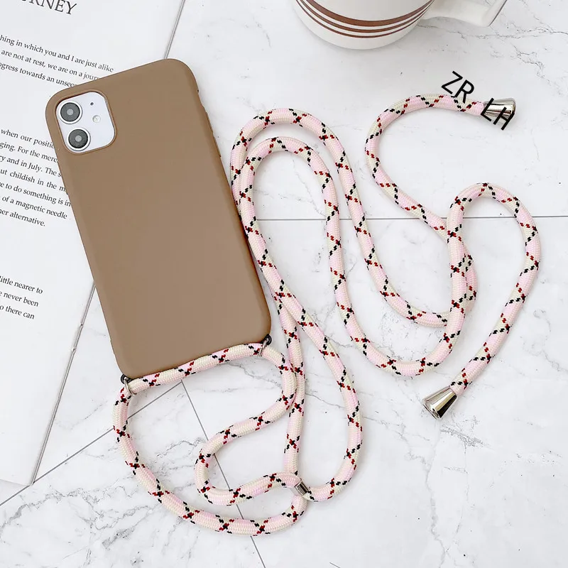 Funda con correa para teléfono móvil, carcasa con cordón para iPhone 14, 13, 12, 11 Pro, XS MAX, 6, 7, 8plus, XR, X, SE, manos libres