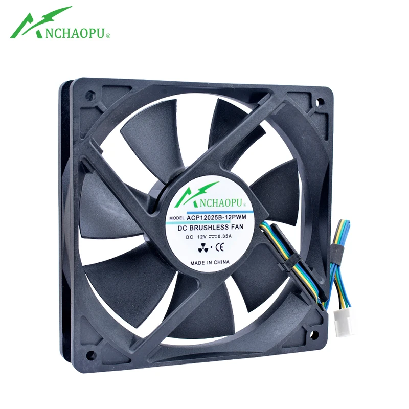 ACP12025B-12PWM 12cm 120mm fan 120x120x25mm DC12V 0.35A 4 lines Double ball bearing 4pin cooling fan for chassis CPU