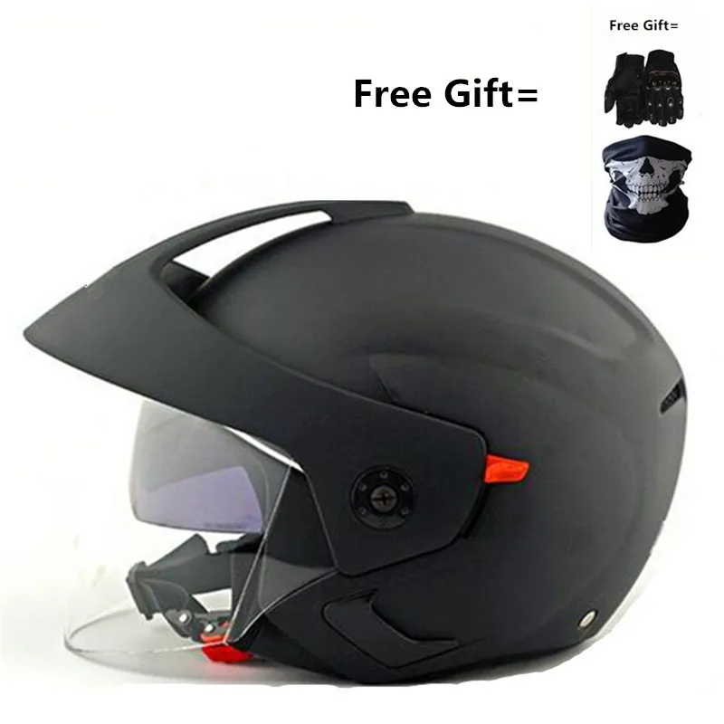 

Motorcycle Helmets Electric Bicycle Open Face Dual Lens Visors Men Women Summer Scooter Motorbike Moto Matte Black S XL