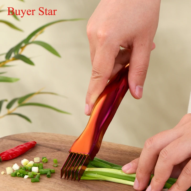 Chef essential stainless steel vegetable cutter kitchen gadgets ware Gold manual metal onion garlic diced knife tools tableware