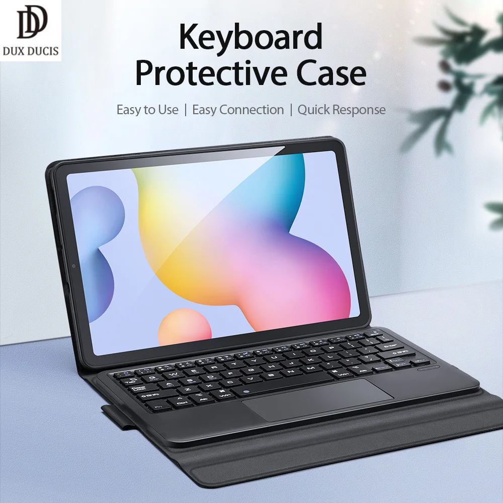 Casing Kulit Pelindung Keyboard untuk Samsung Tab S6 Lite 10.4 "Casing Keyboard Nirkabel Respons Cepat Dudukan Lipat Kokoh