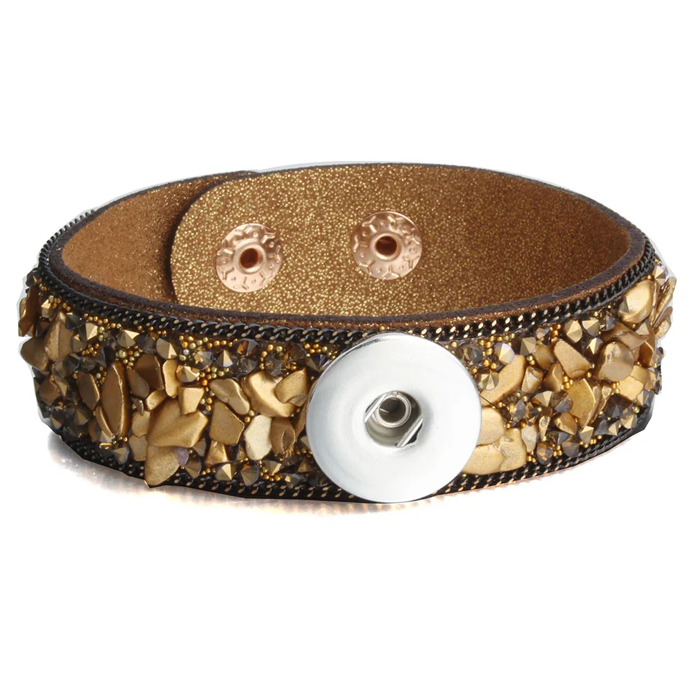 Hot Sale Snap Button Bracelet Bangle Snap Leather Bracelet Handmade Velvet Crystal Natural Stone Bracelet Fit 18MM Snap Jewelry