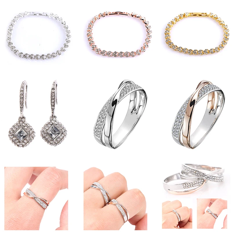 Crystal Diamond Bracelet Weight Loss Earrings Magnetic Therapy Thin Earrings  Slimming Ring Chakra Burning Fat Health Jewelry