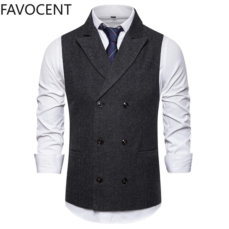 Vest Men Double Breasted Suit Vests Men Mens Sleeveless Suit Vest Waistcoat Vintage Formal Blazers Waistcoat for Wedding chaleco