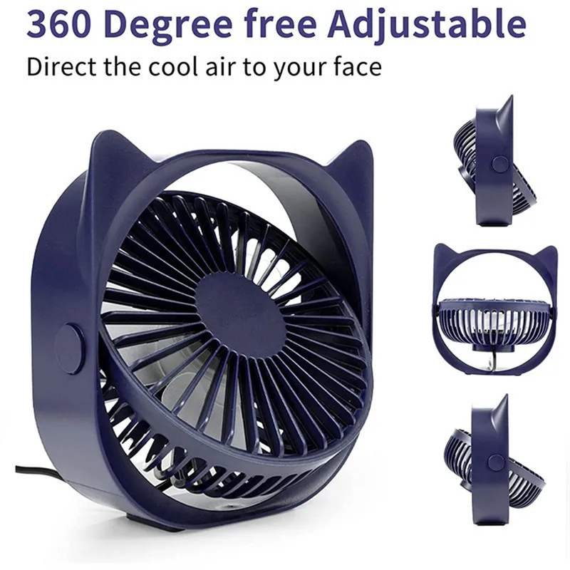 Мини-вентилятор Настольный портативный бесшумный с 3 скоростями, 360 °