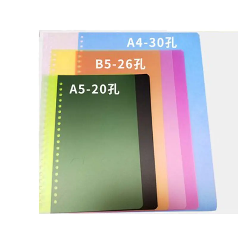 5 Sheets A4 A5 B5 Notebook Page Binder Candy Color PP Loose-leaf Cover 30 26 20 Hole index Divider Separator Accessory