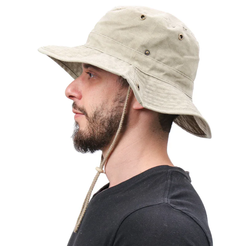 CAMOLAND 100% Cotton Bucket Hat Women Men Summer UV Protection Sun Hat Female Beach Caps Washed Outdoor Boonie Fishing Hats