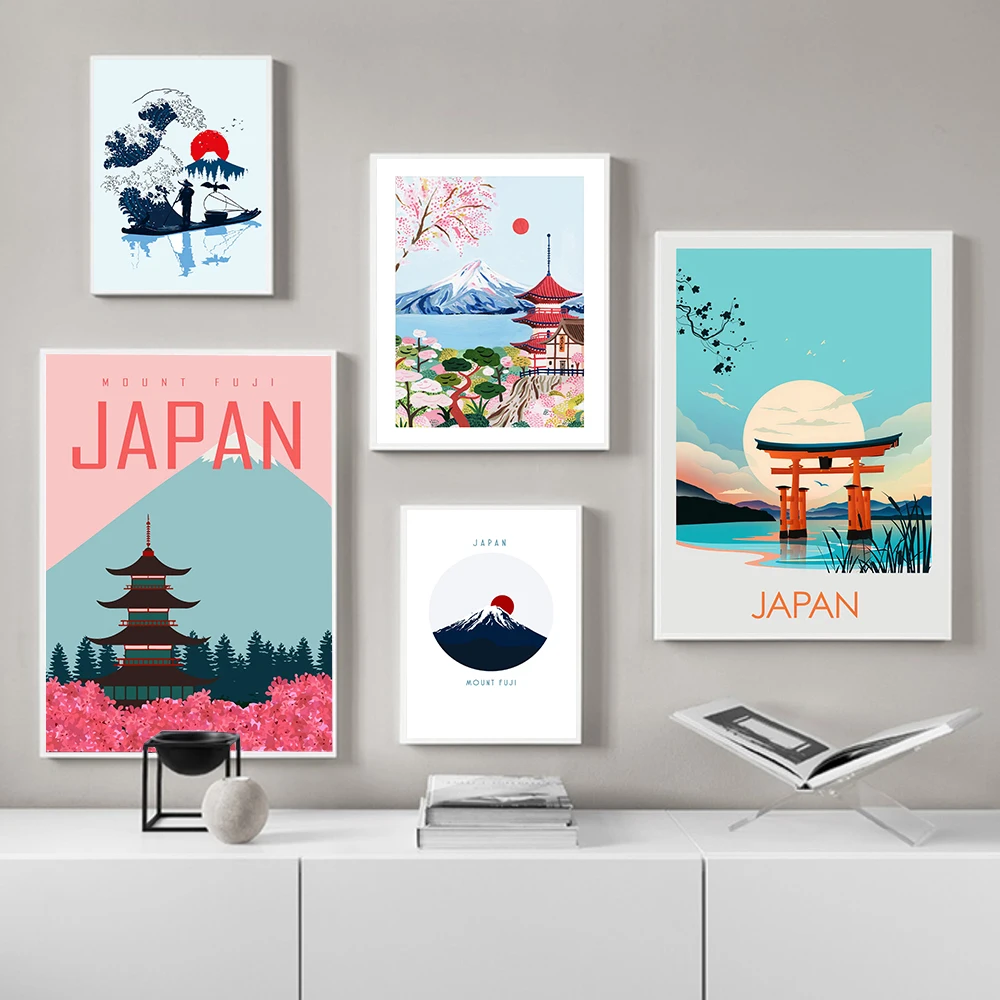 

Visit Japan Tokyo Travel Canvas Paintings Vintage Wall Pictures Mount Fuji Posters Art Prints Nordic Modern Home Decoration Gift