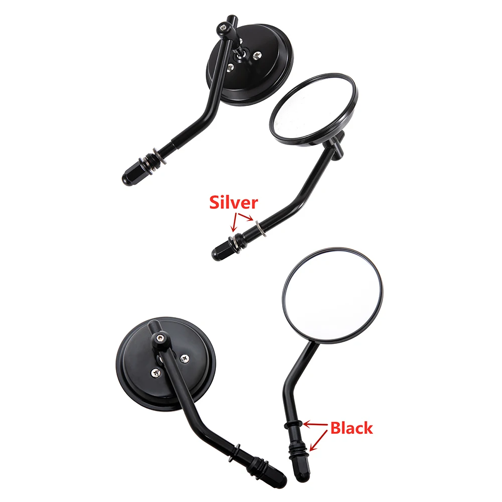 8mm Black/Chrome Motorcycle Mirror Short Stem 3\