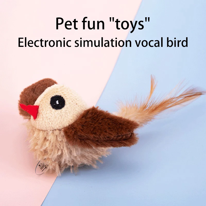 

Bird Shape Toy For Cat Dog Feather Tail Electronic Sounding Bird Catnip Strange Calling Cat Interactive Plush Toy