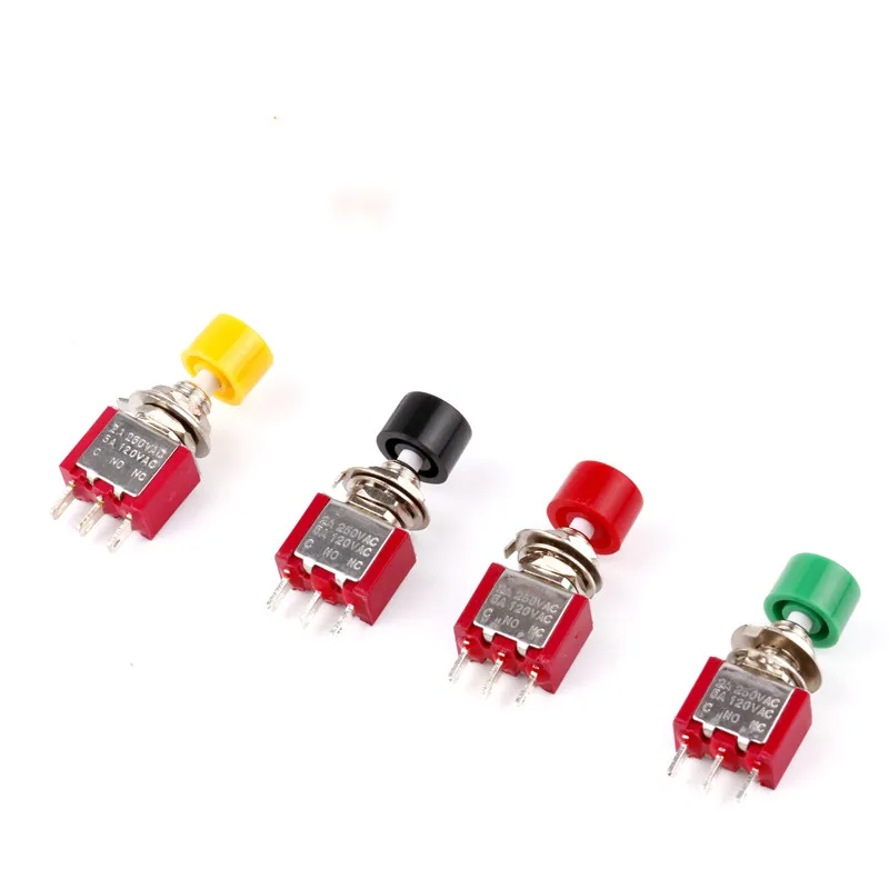 50pcs DS-612 6mm C-NO-NC Mini Momentary Automatic return Push Button Switch 2A 250VAC/5A 120VAC Toggle Switches MTS-102 PS