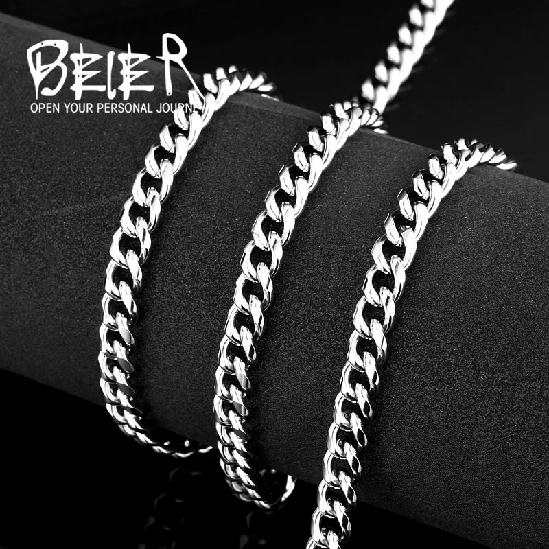 Beier 316L stainless steel Punk Water Wave Twisted Heart-shaped Men\'s Women\'s Necklace Fashion Jewelry LLBN1030N