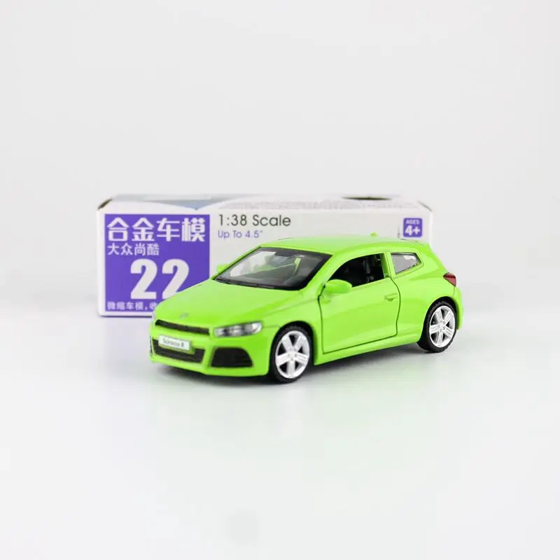 Diecast Metal Toy Model 1:38 Scale Volkswagen Scirocco R Car Pull Back Doors Openable Educational Collection Gift Kid Match Box