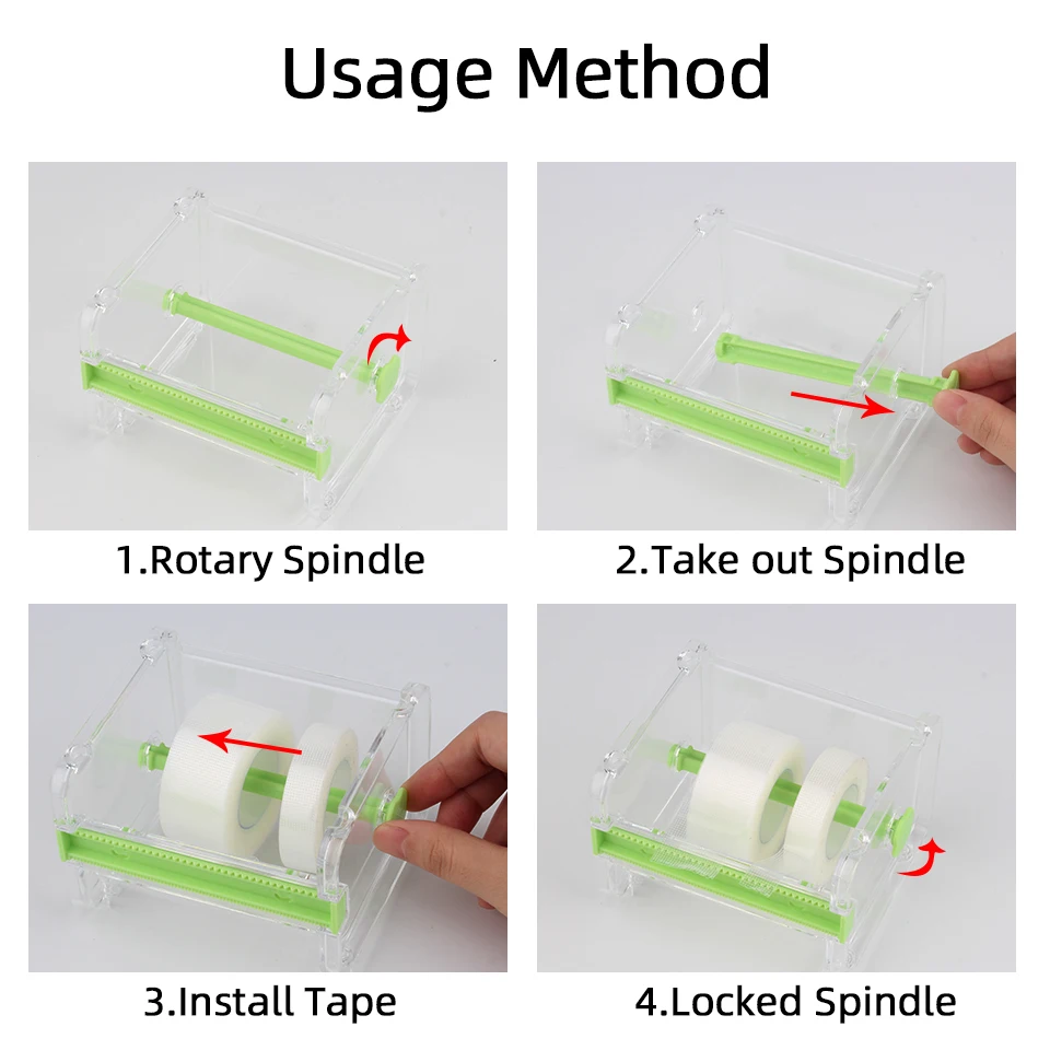 Draagbare Transparante Acryl Wimper Tape Cutter Kleurrijke Cutter Pe Medische Tapes Zelfklevende Roterende Tape Houder Wimper Gereedschap