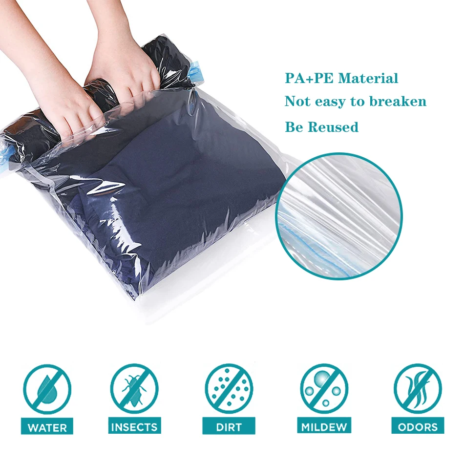 Multi-Purpose Clear Storage Compression Bags Portable Folding Luggage Travel Organizer Vacuum Seal Bags For Clothing Space Saver