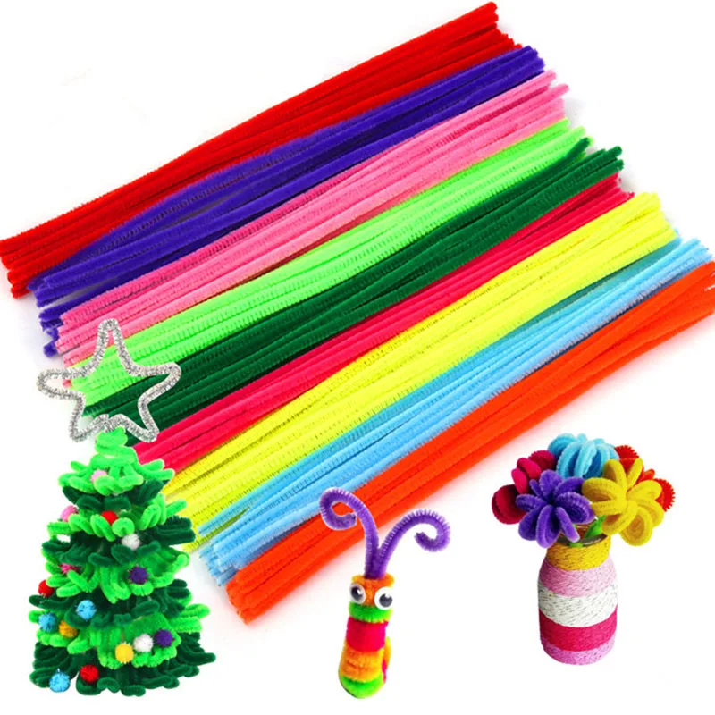 200/300pcs Mixeds Colors DIY Plush Chenille Sticks Chenille Stem Pipe Cleaner Stems Toy Art Crafts Supplies of Kids Handmade