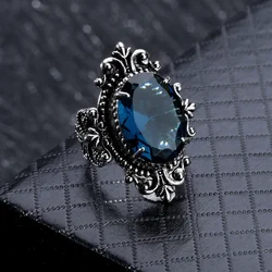 Vintage Princess Cut Lab Sapphire Ring 925 Sterling Silver Engagement Rings Bridal Fine Jewelry Size US5-12