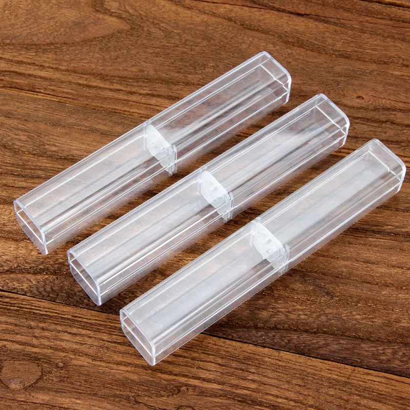 1pcs Fashion Business Office Gift Pencil Case Beautiful Transparent Plastic Pen Box Simple School Stationery Supplies