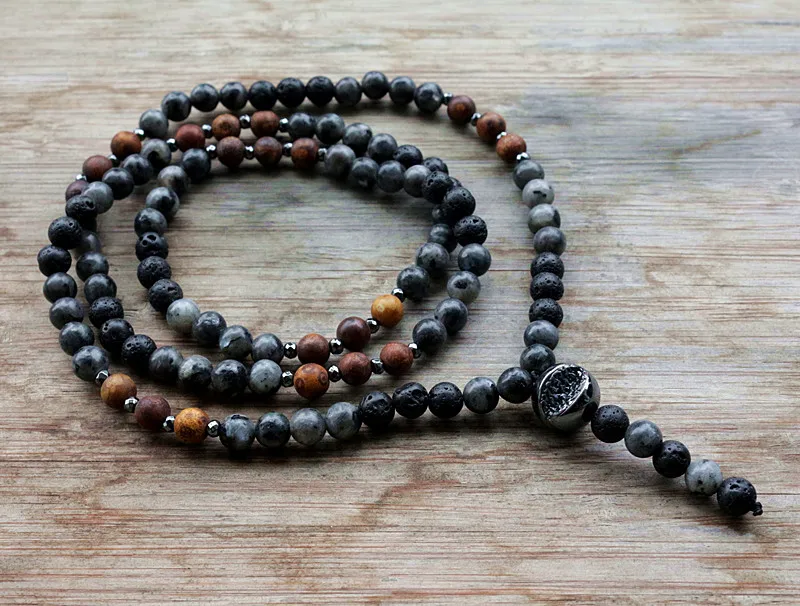 Man\'s unique necklace 6mm Natural stone bead & Hematite Bead Necklace Fashion Jewelry Dropshipping