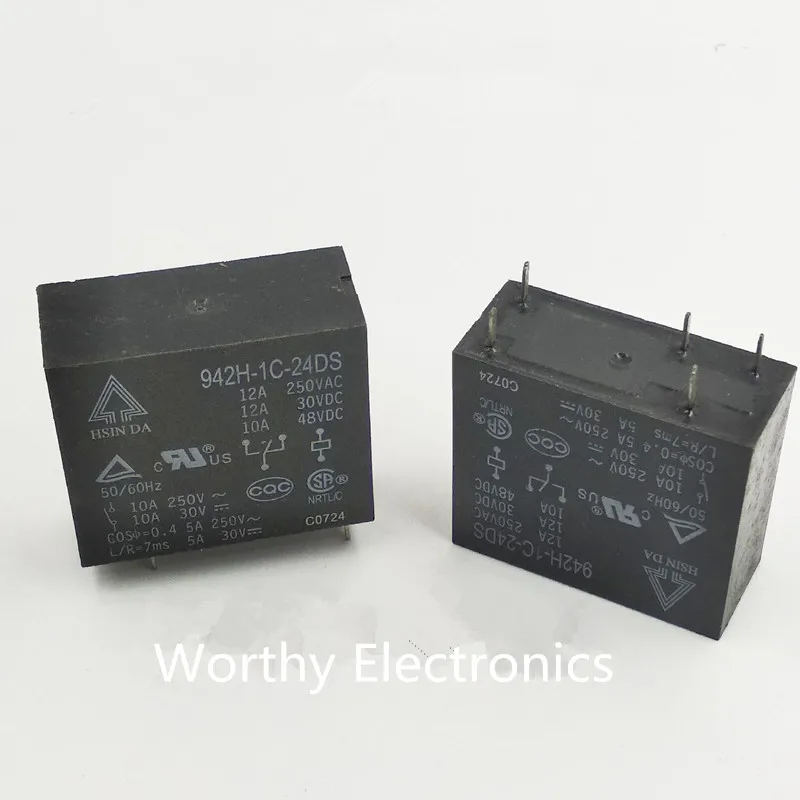 Free shiping     wholesale  100pcs/lot  942H-1C-24DS  12A  5feet  relay