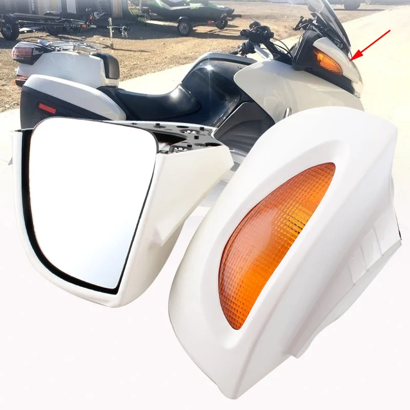 Motorcycle Rear View Mirrors White Fairing Side Mount Mirrors Amber Signals Lens For BMW R1100RT R1100 RTP R1150RT R1150 R850RT